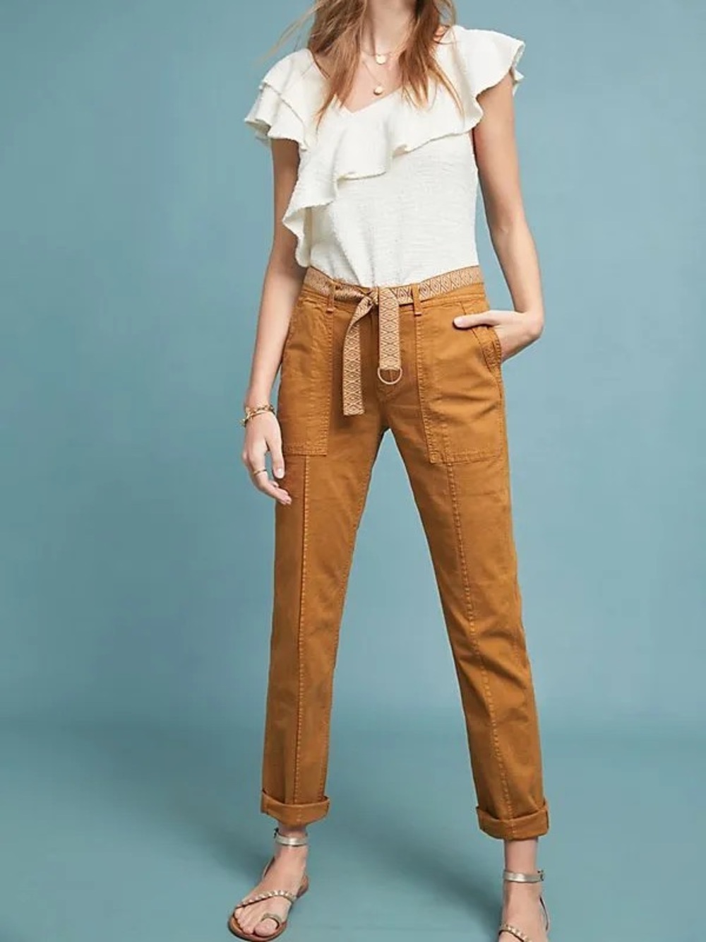 Anthropologie Boyfriend Jeans in Mustard Brown